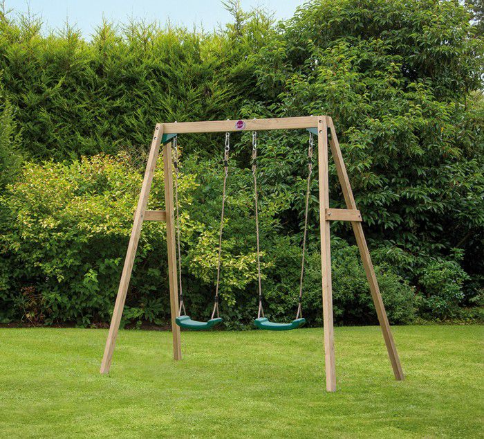 Leagan din lemn pentru 2 copii Double Swing Set Plum - 1 | YEO