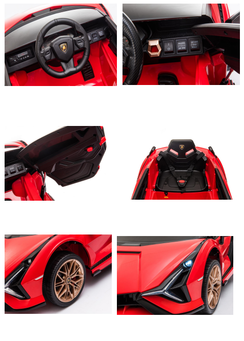 Masinuta electrica 12V cu roti EVA si scaun din piele Lamborghini Sian Rosu - 1