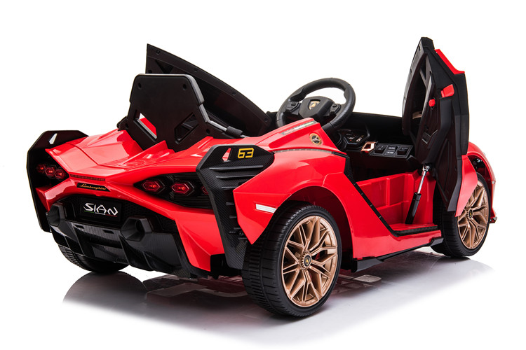 Masinuta electrica 12V cu roti EVA si scaun din piele Lamborghini Sian Rosu - 2