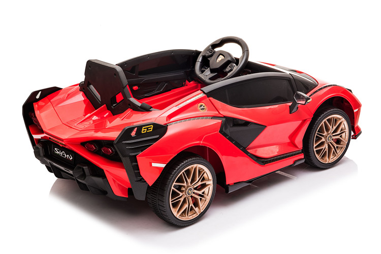 Masinuta electrica 12V cu roti EVA si scaun din piele Lamborghini Sian Rosu - 3