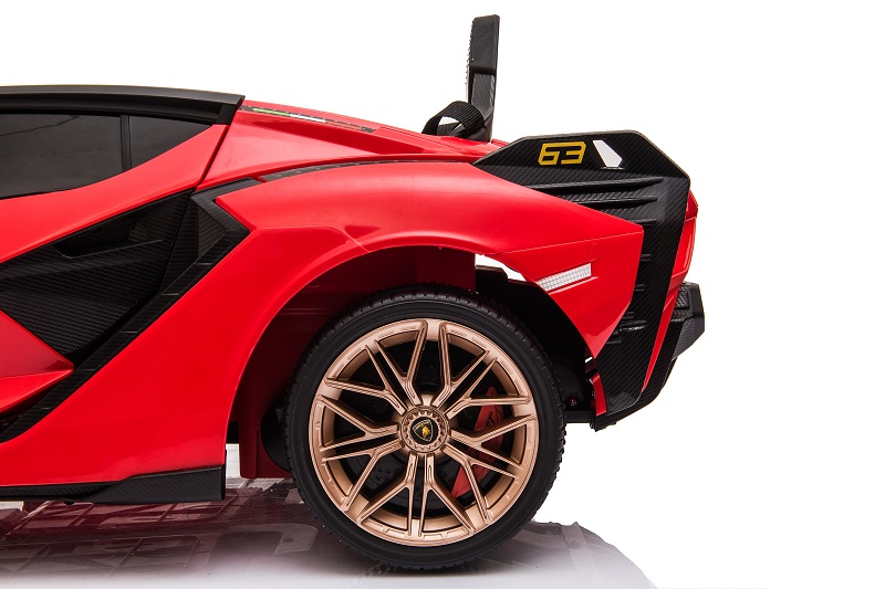 Masinuta electrica 12V cu roti EVA si scaun din piele Lamborghini Sian Rosu - 4