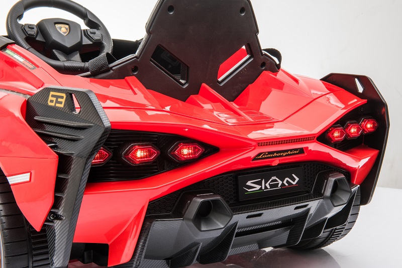 Masinuta electrica 12V cu roti EVA si scaun din piele Lamborghini Sian Rosu - 5
