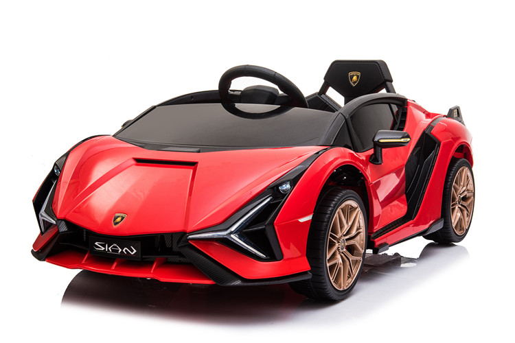 Masinuta electrica 12V cu roti EVA si scaun din piele Lamborghini Sian Rosu - 6