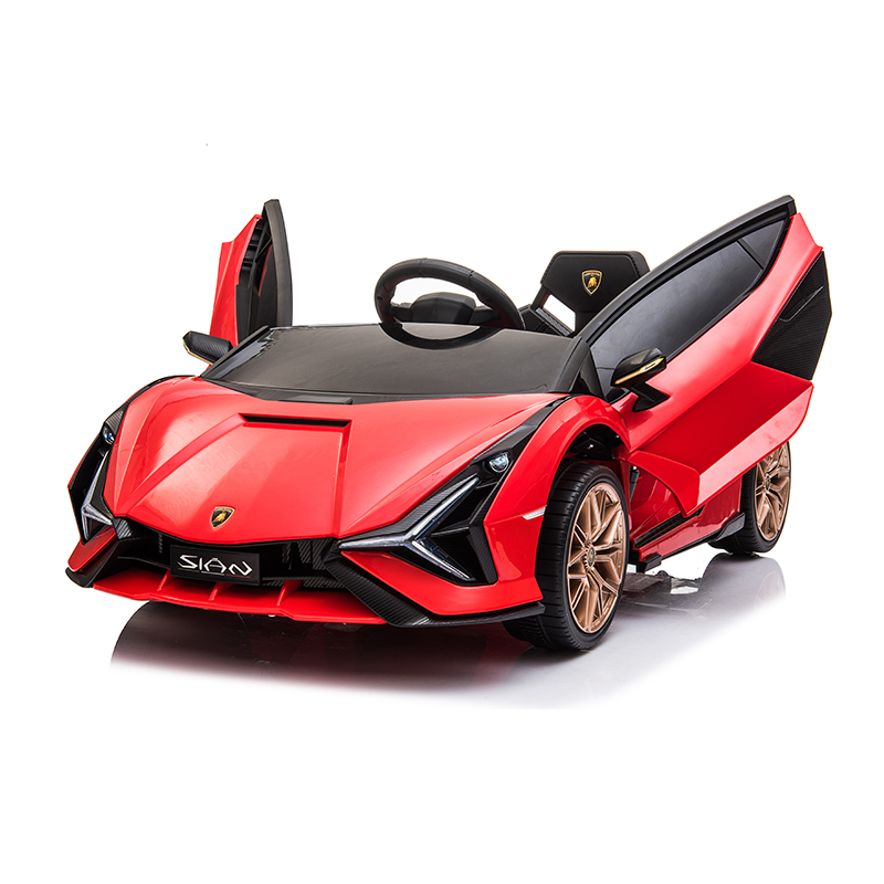 Masinuta electrica 12V cu roti EVA si scaun din piele Lamborghini Sian Rosu - 8