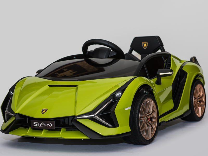 Masinuta electrica 12V cu roti EVA si scaun din piele Lamborghini Sian Verde