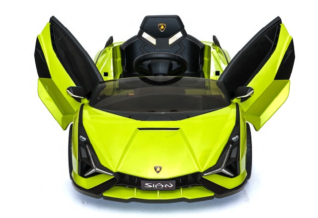 Masinuta electrica 12V cu roti EVA si scaun din piele Lamborghini Sian Verde - 2