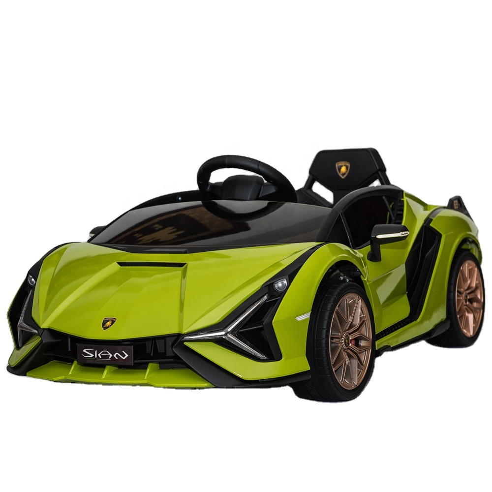 Masinuta electrica 12V cu roti EVA si scaun din piele Lamborghini Sian Verde