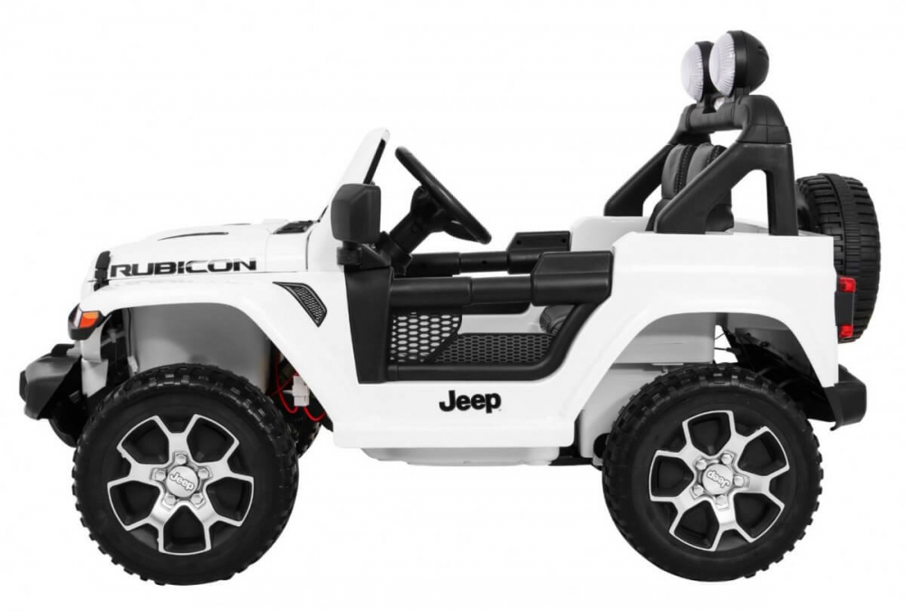 Masinuta electrica Jeep Wrangler Rubicon Alb 4x4 cu telecomanda si scaun piele - 1