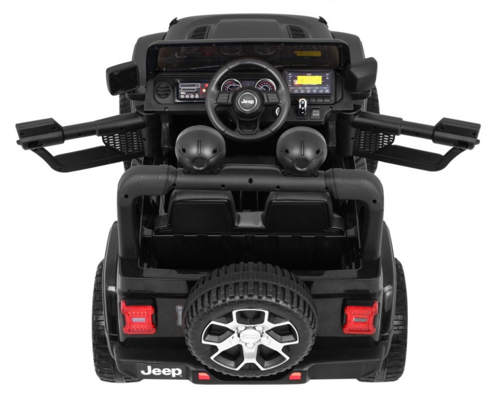 Masinuta electrica Jeep Wrangler Rubicon Negru 4x4 cu telecomanda si scaun piele - 1