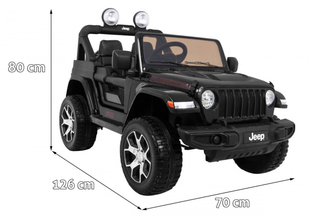 Masinuta electrica Jeep Wrangler Rubicon Negru 4x4 cu telecomanda si scaun piele - 2