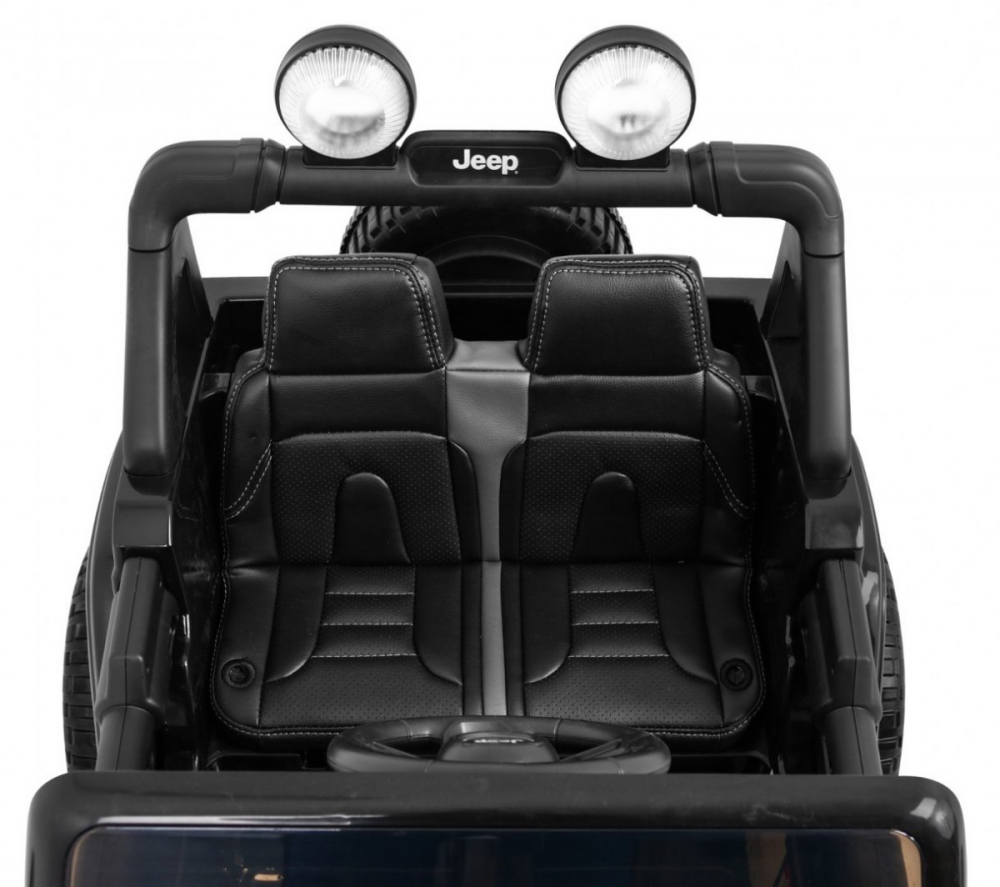 Masinuta electrica Jeep Wrangler Rubicon Negru 4x4 cu telecomanda si scaun piele - 4