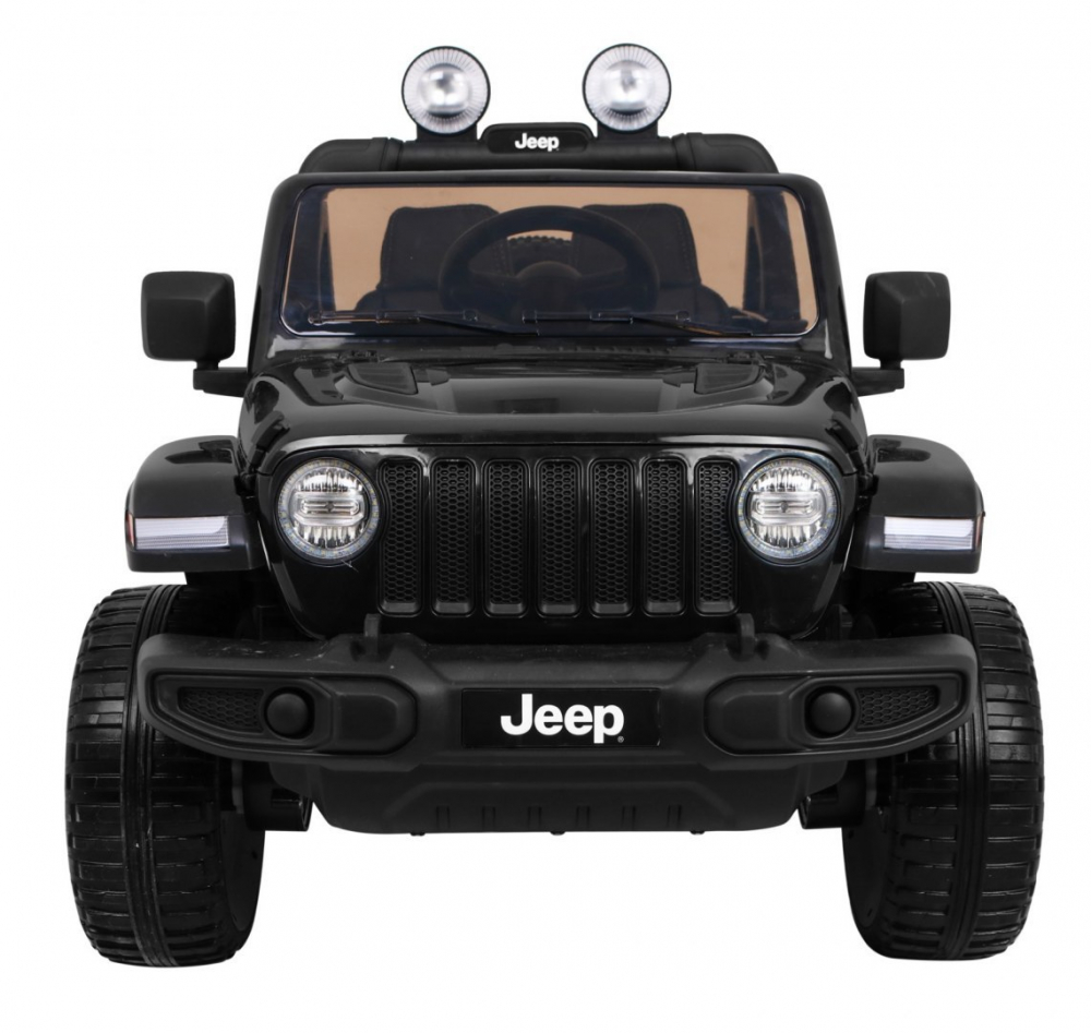 Masinuta electrica Jeep Wrangler Rubicon Negru 4x4 cu telecomanda si scaun piele - 5