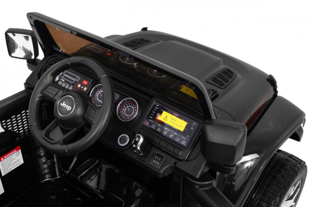 Masinuta electrica Jeep Wrangler Rubicon Negru 4x4 cu telecomanda si scaun piele - 6