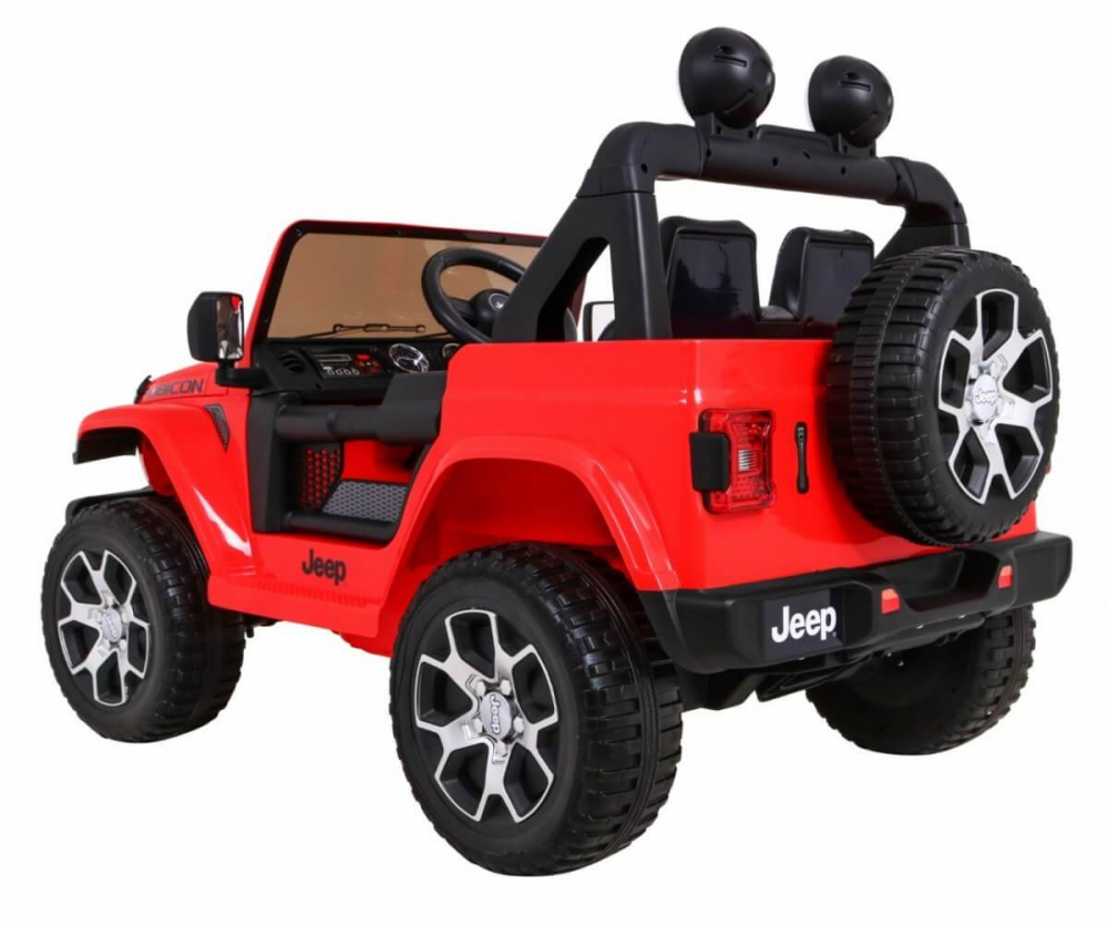 Masinuta electrica Jeep Wrangler Rubicon Rosu 4×4 cu telecomanda si scaun piele Jeep