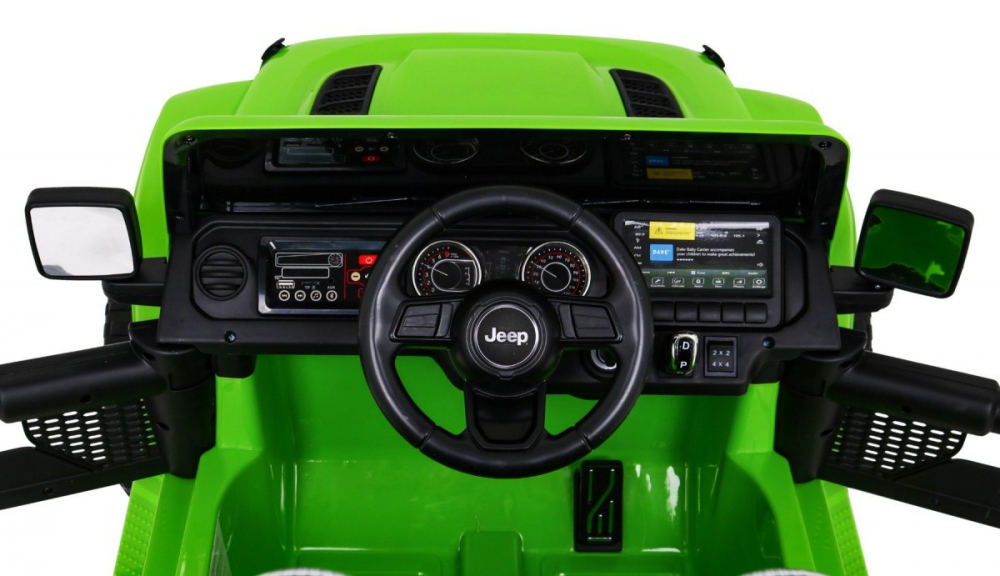 Masinuta electrica Jeep Wrangler Rubicon Verde 4x4 cu telecomanda si scaun piele - 1