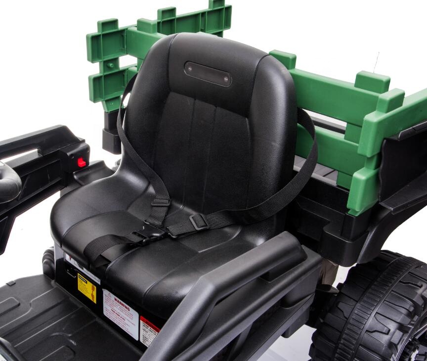 Masinuta electrica Off Road Green Army cu scaun de piele si roti EVA - 4