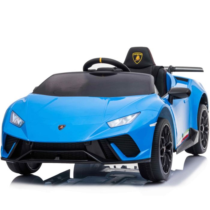 Masinuta electrica cu roti din cauciuc si scaun piele Lamborghini Huracan Blue Lamborghini imagine noua