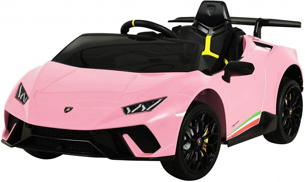 Masinuta electrica cu roti din cauciuc si scaun piele Lamborghini Huracan Pink - 6