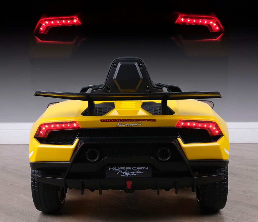 Masinuta electrica cu roti din cauciuc si scaun piele Lamborghini Huracan Yellow - 1