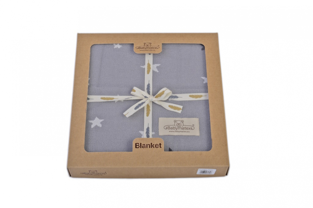 Paturica pentru bebelusi Baby Matex Bamboo Baby Blanket 80x100 cm Grey Stars 04