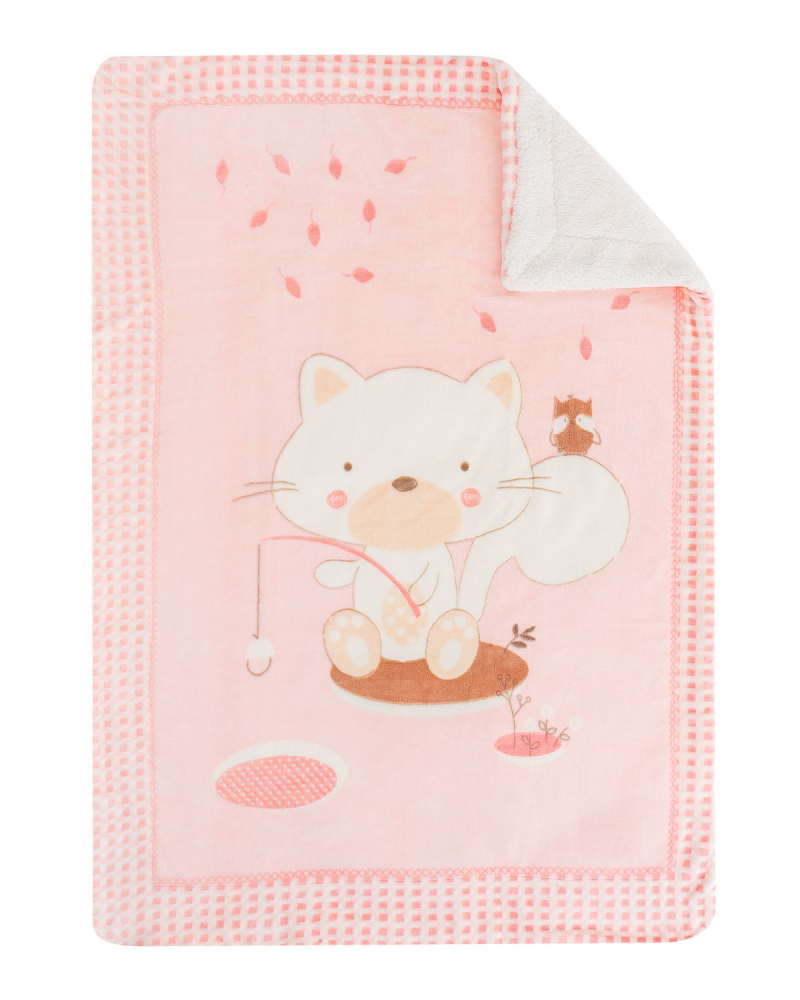 Paturica super soft + sherpa 110x140 cm kikkaboo polar fisher pink
