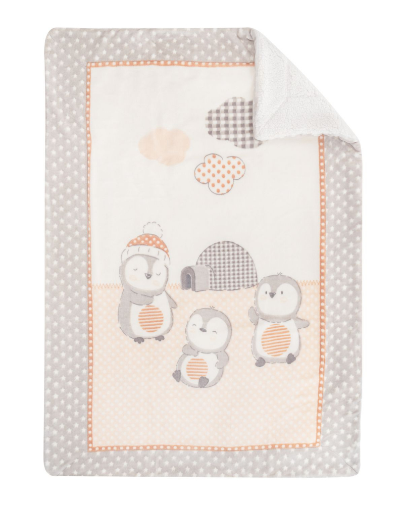 Paturica super soft + sherpa kikkaboo 80x110 cm pingui family beige