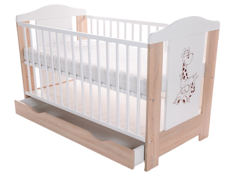 Patut pentru bebelusi din lemn masiv cu sertar 120×60 cm Gigi E-Kids imagine noua