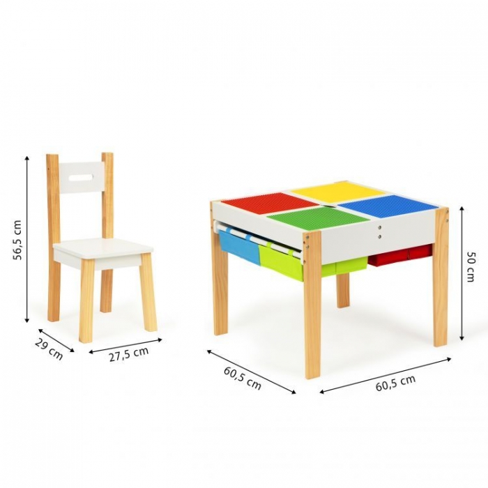 Set de masa cu doua scaune pentru copii Ecotoys XKF002 Ecotoys imagine 2022