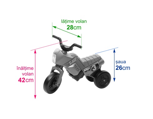 Tricicleta fara pedale Enduro Mini galben-purpuriu