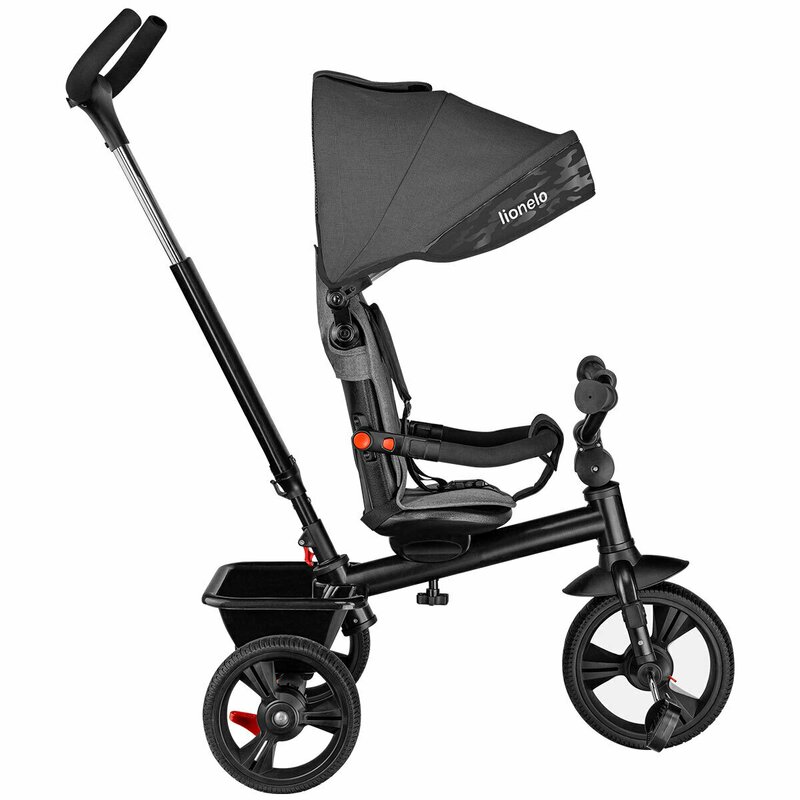 Poze Tricicleta Haari scaun reversibil rotire 360 grade ultrapliabila Gri Lionelo cu suport pentru picioare pana la 25 kg, cu control al directiei si 2 frane pe axul din spate nichiduta.ro 