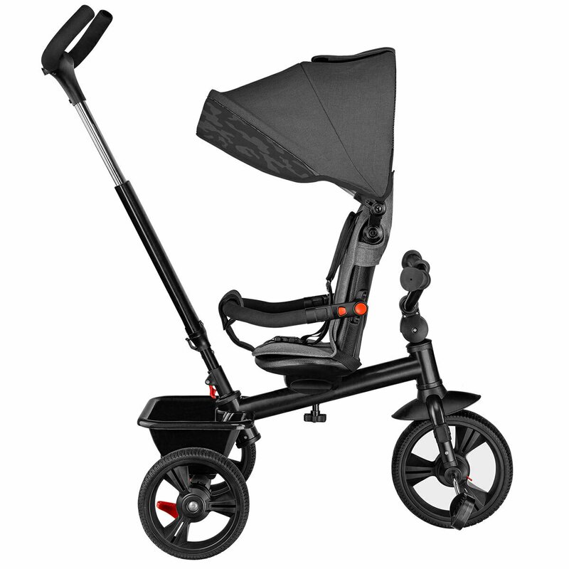 Poze Tricicleta Haari scaun reversibil rotire 360 grade ultrapliabila Gri Lionelo cu suport pentru picioare pana la 25 kg, cu control al directiei si 2 frane pe axul din spate nichiduta.ro 