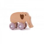 Jucarie elefant pe roti Bo Jungle din lemn roz