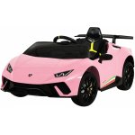 Masinuta electrica cu roti din cauciuc si scaun piele Lamborghini Huracan Pink