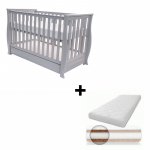 Patut pentru bebelusi cu sertar 120x60 cm Dona Lux Grey + saltea Cocos