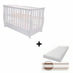 Patut pentru bebelusi cu sertar 120x60 cm Dona Lux white + saltea Cocos