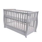 Patut pentru bebelusi din lemn masiv cu sertar 120x60 cm Dona Lux grey