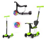 Trotineta cu scaun, roti led si maner parental sarcina maxima 50 kg Little Star Green