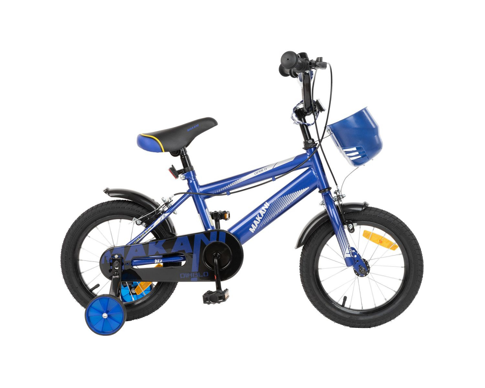 Bicicleta 14 inch KikkaBoo Makani cu roti ajutatoare Diablo Blue MAKANI imagine noua
