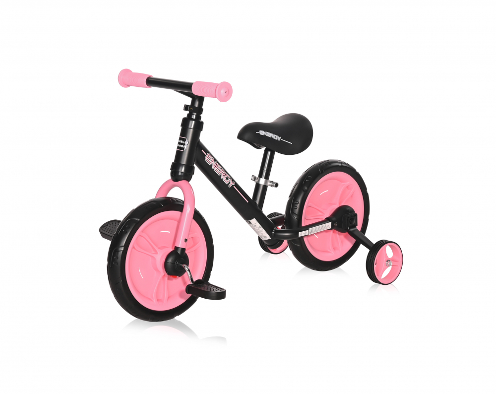 Bicicleta de tranzitie 2 in 1 Energy cu pedale si roti auxiliare Black Pink - 5