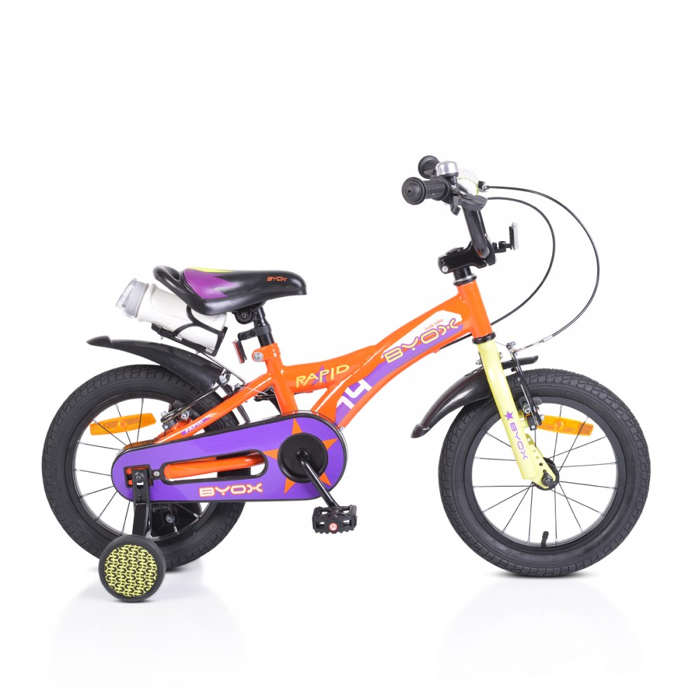 Bicicleta pentru copii Rapid Orange 14 inch Byox imagine noua responsabilitatesociala.ro