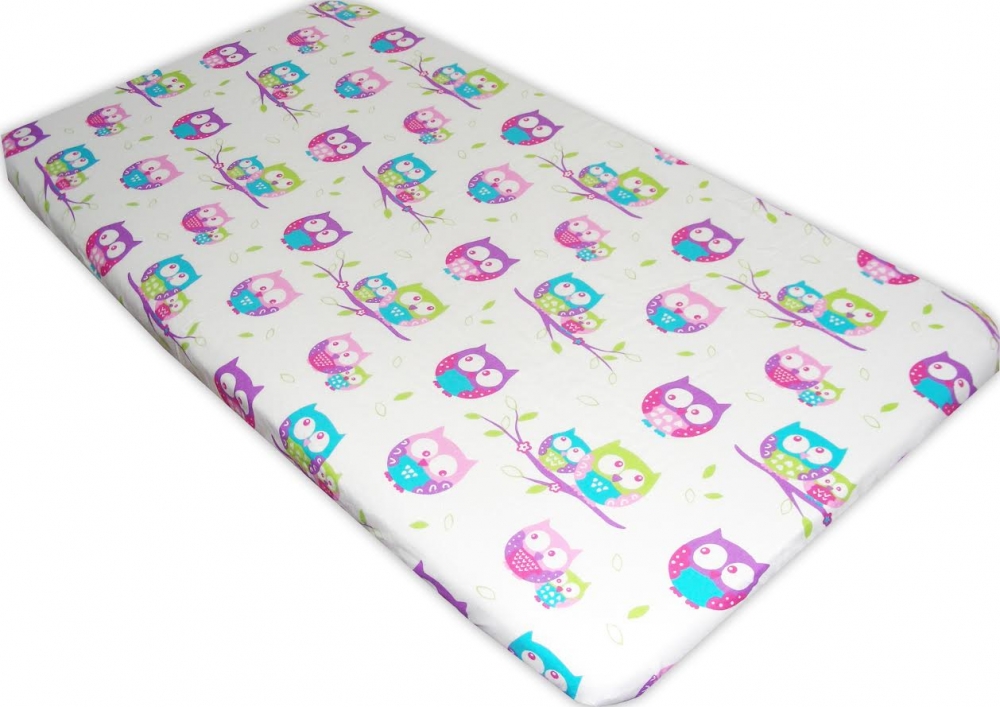 Cearceaf din bumbac 140x100 cm nichiduta little owls pink