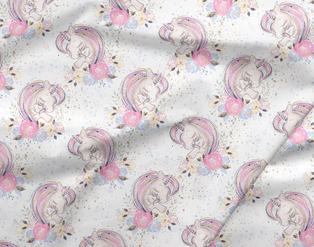 Cearsaf pentru patut din bumbac model unicorni 120x60 cm