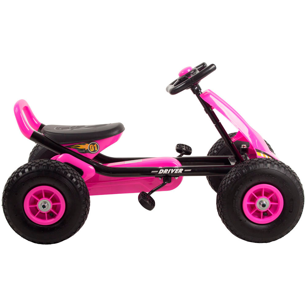 Kart cu pedale si roti gonflabile Driver Kidscare roz Driver