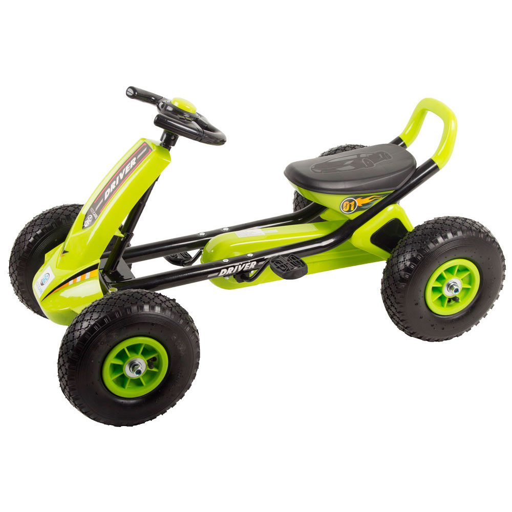 Kart cu pedale si roti gonflabile Driver Kidscare verde - 1