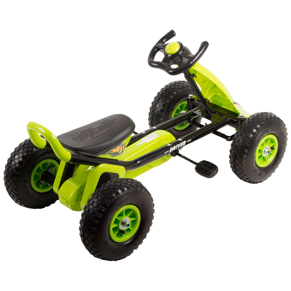 Kart cu pedale si roti gonflabile Driver Kidscare verde - 2