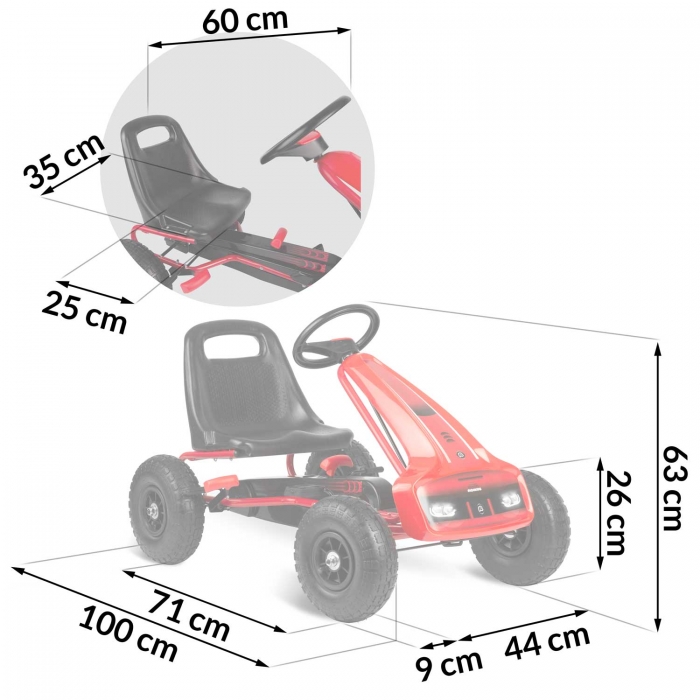 Kart cu pedale si roti gonflabile Gokart RK-593 Ricokids 759300 rosu - 3 | YEO