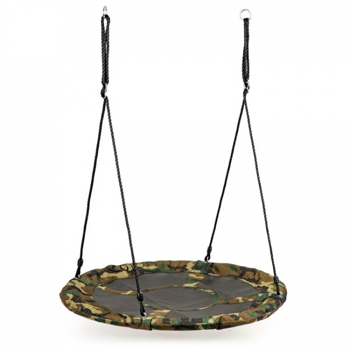 Leagan pentru copii rotund tip cuib de barza suspendat 100 cm Ecotoys MIR6001 camuflaj - 1 | YEO