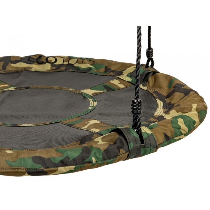 Leagan pentru copii rotund tip cuib de barza suspendat 100 cm Ecotoys MIR6001 camuflaj - 2 | YEO