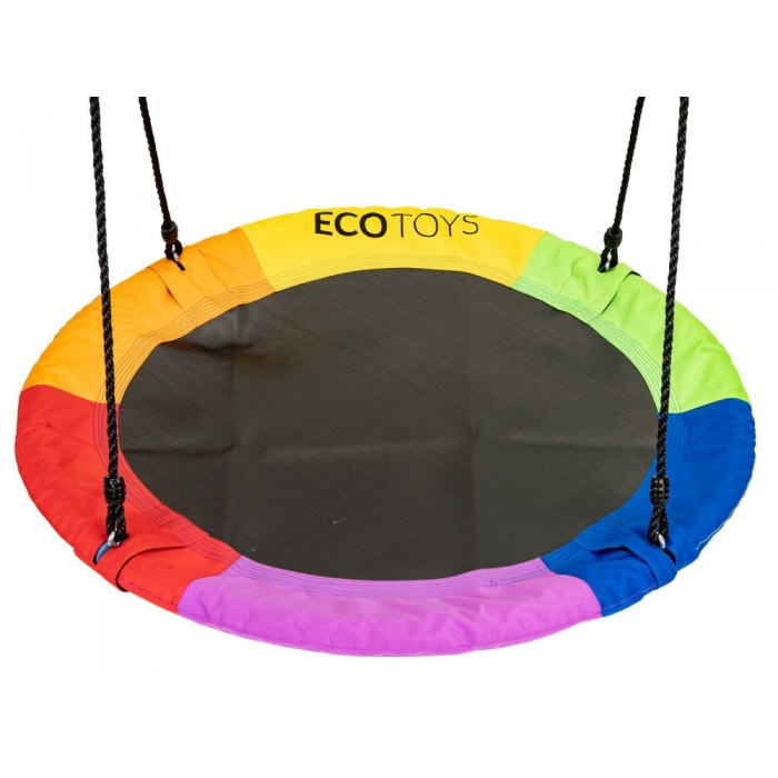 Leagan pentru copii rotund tip cuib de barza suspendat 100 cm Ecotoys MIR6001 multicolor - 2 | YEO