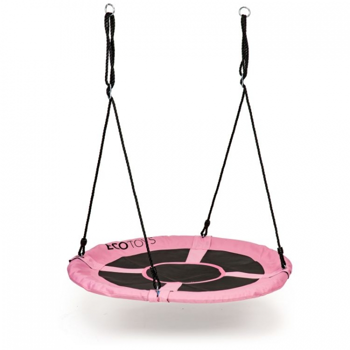 Leagan pentru copii rotund tip cuib de barza suspendat 100 cm Ecotoys MIR6001 roz 100